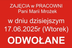 Komunikat o odwołąniu zajęć